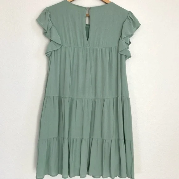 ALTAR’D STATE • Tiered Mini Dress Soft Green • Large - Picture 7 of 8
